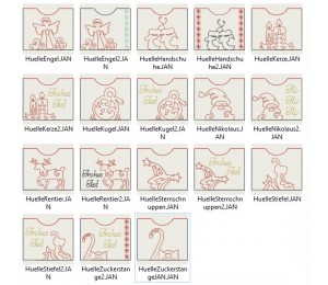 Stickserie ITH - 18 Mini Hüllen Motivborte Weihnachten